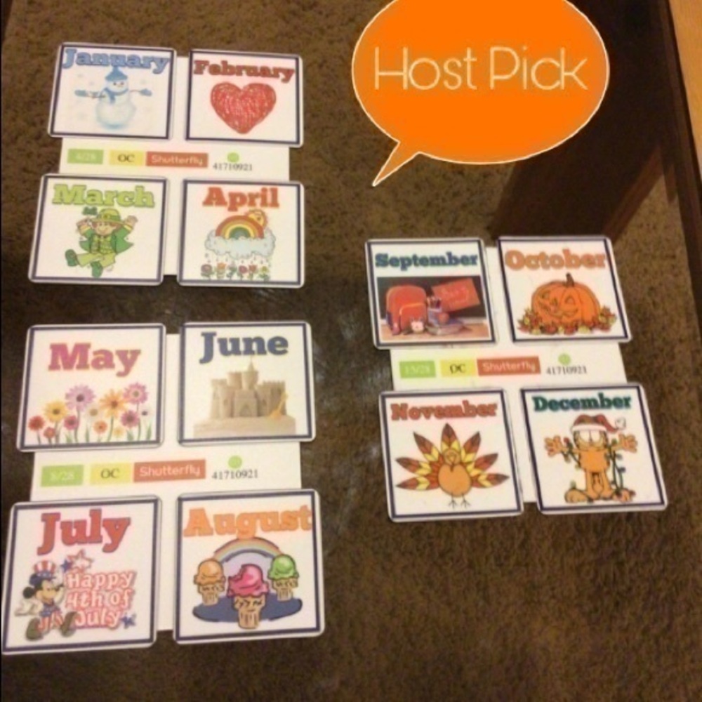 Custom made month magnets